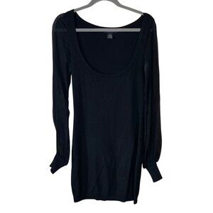 Arden B Bodycon Dress Black Sheer Sleeve Silk Cocktail Mini Size S Small